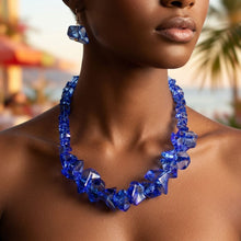 Load image into Gallery viewer, Translucent Blue Bead Rock Candy Necklace Set