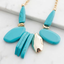 Load image into Gallery viewer, Chunky Turquoise Geo Marbled Resin Bib Necklace