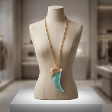 Load image into Gallery viewer, Oversized Turquoise Horn Long Pendant Necklace