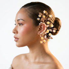 Load image into Gallery viewer, Bridal Gold Orange Floral Left Ear Cuff Earring