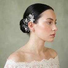 Load image into Gallery viewer, Bridal Silver Pearl Floral Left Ear Cuff Earring