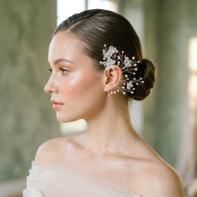 Load image into Gallery viewer, Bridal Silver Pearl Floral Left Ear Cuff Earring