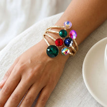 Load image into Gallery viewer, Round Multicolor Glass Crystal Cuff Bracelet