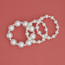Load image into Gallery viewer, 3 Pcs White Pearl Classic Coordinated Bracelet Set