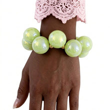 Load image into Gallery viewer, Lime Green Marble Bubble Ball Bead Bracelet