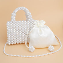 Load image into Gallery viewer, Top Handle Square White Pearl Woven Handmade Bag