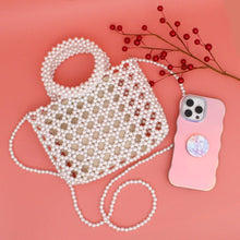 Load image into Gallery viewer, Top Handle Square White Pearl Woven Handbag