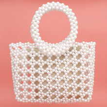 Load image into Gallery viewer, Top Handle Square White Pearl Woven Handbag