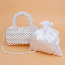Load image into Gallery viewer, Barrel Bag Luminous White Pearl Woven Handbag