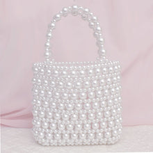Load image into Gallery viewer, Top Handle Vintage Woven White Pearl Crossbody Bag