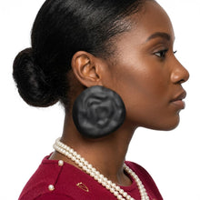 Load image into Gallery viewer, Black Stud XL Hammered Gold Domed Disc Earrings