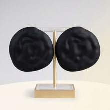 Load image into Gallery viewer, Black Stud XL Hammered Gold Domed Disc Earrings