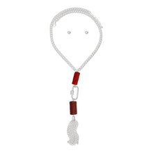 Load image into Gallery viewer, Long Silver Chain Carabiner Red Tassel Necklace