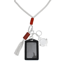 Load image into Gallery viewer, Long Silver Chain Carabiner Red Tassel Necklace
