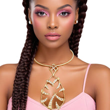 Load image into Gallery viewer, Necklace Gold Spiked Teardrop Pendant Collar Women