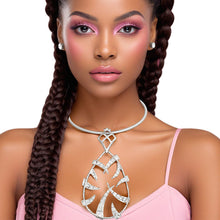 Load image into Gallery viewer, Necklace Silver Spiked Teardrop Pendant Collar Set