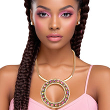 Load image into Gallery viewer, Necklace Radiant Halo Crystal Pendant Pink Green