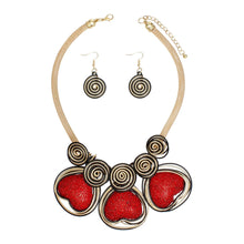 Load image into Gallery viewer, Bib Red Rhinestone Heart Gold Black Wire Set