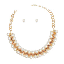 Load image into Gallery viewer, Pearl Necklace Gold Tentacle Collar Set for Women
