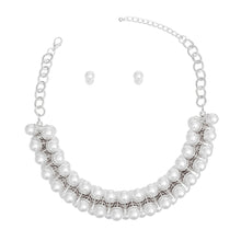 Load image into Gallery viewer, Pearl Necklace Silver Tentacle Collar Set for Women