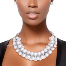 Load image into Gallery viewer, Pearl Necklace Silver Tentacle Collar Set for Women