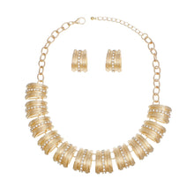 Load image into Gallery viewer, Collar Dramatic Gold Curved Link Rhinestone Set