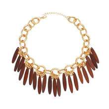 Load image into Gallery viewer, Necklace Tribal Brown Wood Fringe for Women