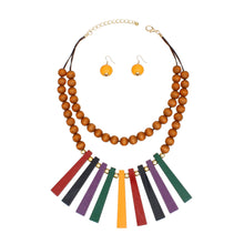 Load image into Gallery viewer, Necklace Wood Bead and Wood Bib Set for Women