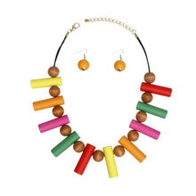 Load image into Gallery viewer, Collar Multicolor Wood Balanced Asymmetry Necklace