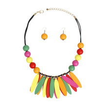 Load image into Gallery viewer, Bib Oval Wood Bead Rainbow Necklace for Women