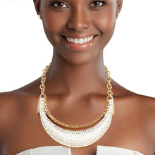 Load image into Gallery viewer, Bib High Shine Rigid Gold Plate Bling Necklace