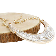Load image into Gallery viewer, Bib High Shine Rigid Gold Plate Bling Necklace