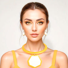 Load image into Gallery viewer, Customizable Necklace Retro Yellow Geo Pendant Collar