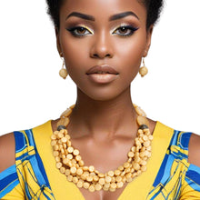 Load image into Gallery viewer, Necklace Retro Marbled Light Brown Bead Set Women