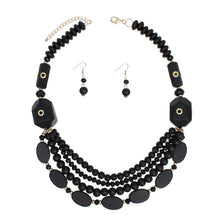 Load image into Gallery viewer, Beaded Eco-Chic Black Geo Wood Layered Necklace