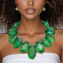 Load image into Gallery viewer, Toggle Chunky Green Bead Cord Tribal Necklace