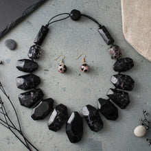 Load image into Gallery viewer, Toggle Chunky Black Leopard Bead Cord Necklace