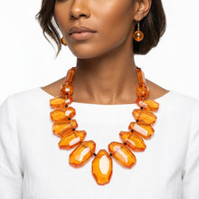 Load image into Gallery viewer, Toggle Chunky Orange Bead Cord Tribal Necklace