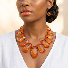 Load image into Gallery viewer, Toggle Chunky Orange Bead Cord Tribal Necklace