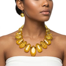 Load image into Gallery viewer, Toggle Chunky Yellow Bead Cord Tribal Necklace