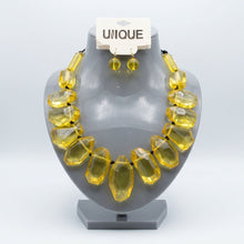 Load image into Gallery viewer, Toggle Chunky Yellow Bead Cord Tribal Necklace