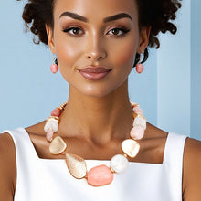 Load image into Gallery viewer, Beaded Pink and Gold Beachy Shell Link Necklace