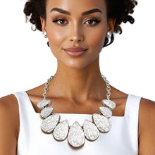 Load image into Gallery viewer, Chain Silver Heavy Crinkle Metal Teardrop Necklace