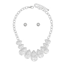 Load image into Gallery viewer, Chain Silver Heavy Crinkle Metal Teardrop Necklace