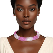 Load image into Gallery viewer, Collar Pave Fuchsia Stone Torque Necklace Women
