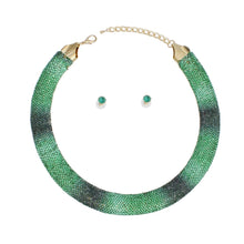 Load image into Gallery viewer, Collar Pave Green Stone Torque Necklace for Women