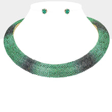 Load image into Gallery viewer, Collar Pave Green Stone Torque Necklace for Women