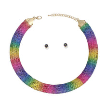 Load image into Gallery viewer, Collar Pave Rainbow Stone Torque Necklace Women