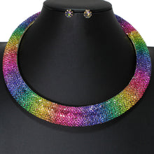 Load image into Gallery viewer, Collar Pave Rainbow Stone Torque Necklace Women