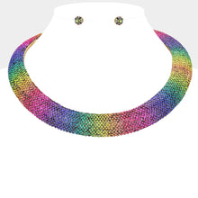 Load image into Gallery viewer, Collar Pave Rainbow Stone Torque Necklace Women